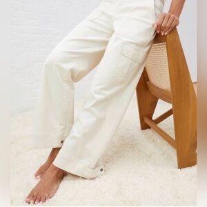 UpWest Cream Wide Leg Denim Cargo Pants - New, never worn